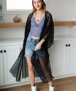 Ave Shops Beachside Babe Kimono In Black - LARGE