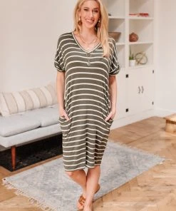 Ave Shops Believe In Now T-Shirt Dress In Olive Dresses, Rompers, Jumpsuits