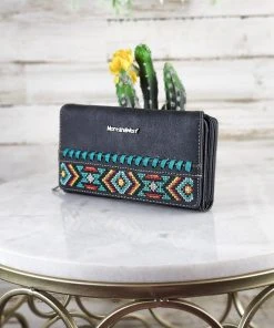 Montana West Black Aztec Embroidered Wallet