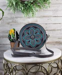 Montana West Handbags & Wallets Black Charcoal Floral Round Crossbody Handbag