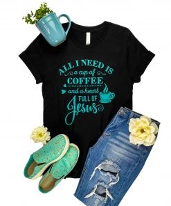 The Cinchy Cowgirl CLOSEOUT- Black Coffee & Jesus Graphic Tee