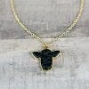 Blue Tortoise Black Cow Petite Necklace Jewelry