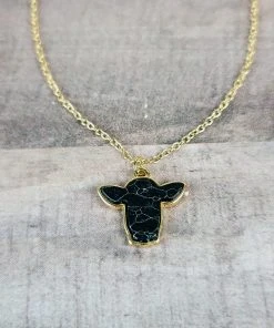 Blue Tortoise Black Cow Petite Necklace Jewelry