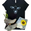 The Cinchy Cowgirl CLOSEOUT- Black Funny Cow Short Sleeve Graphic Tee CLEARANCE GRAPHICS