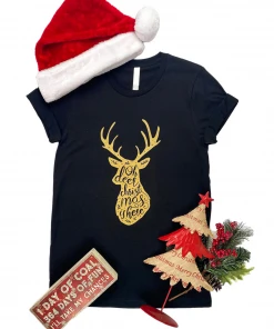 The Cinchy Cowgirl CLOSEOUT- Black Oh Deer Christmas Short Sleeve Tee