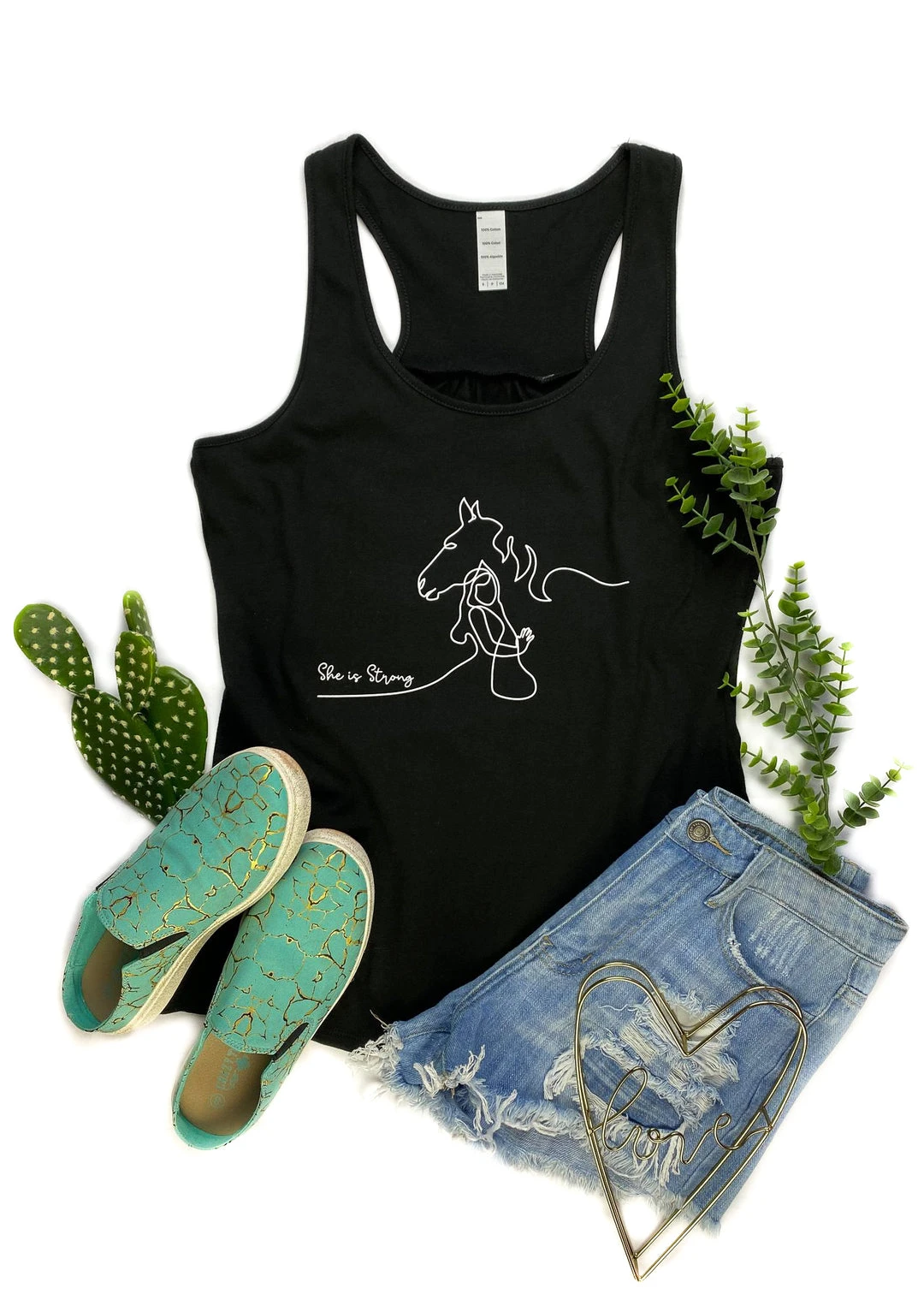 Cinchy Cowgirl Black She Is Strong Tank Top - Women's Graphic Tank | TCC Clothing 3 The Cinchy Cowgirl Black She Is Strong Tank Clothing