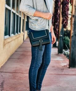 Jen & Co Black Studded Crossbody Handbag >> MEGA SALE <<