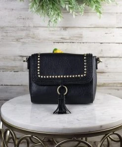 Jen & Co Black Studded Crossbody Handbag >> MEGA SALE <<