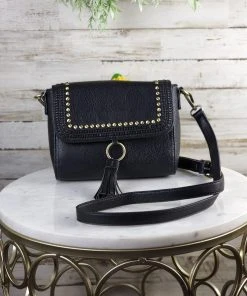 Jen & Co Black Studded Crossbody Handbag | MEGA SALE | Stylish & Lightweight -The Cinchy Cowgirl Store BlackStuddedCrossbodyHandbag7 1080x