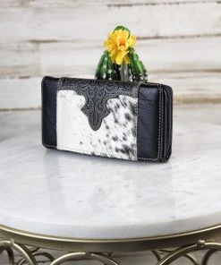 Montana West Wallets & Cardholders Black Tooled Western Cowhide Wallet
