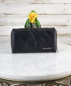 Montana West Wallets & Cardholders Black Tooled Western Cowhide Wallet