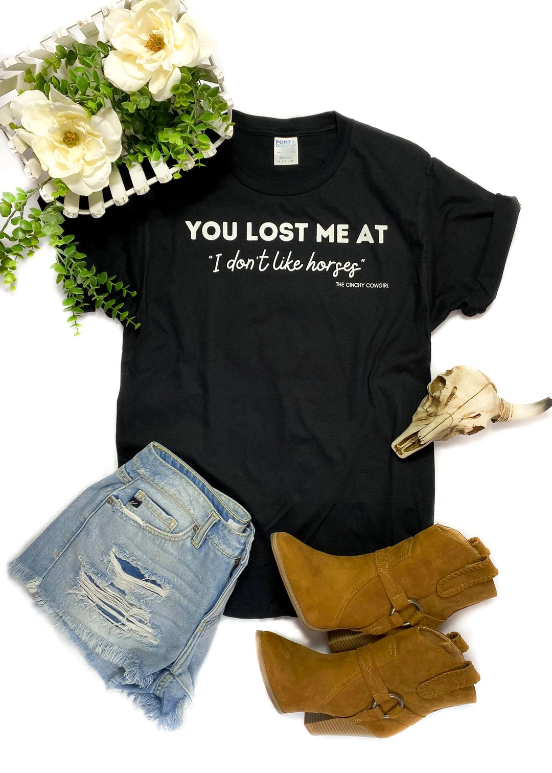 The Cinchy Cowgirl Black 'You Lost Me' Graphic Tee - Short Sleeve Casual T-Shirt 3 The Cinchy Cowgirl Clothing Black You Lost Me Short Sleeve Graphic Tee