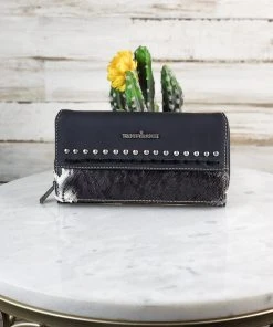 Montana West Handbags & Wallets Black & White Ariana Cowhide Wallet