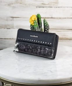 Montana West Handbags & Wallets Black & White Ariana Cowhide Wallet