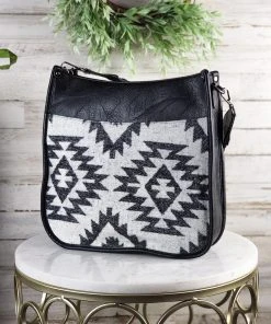 Jen & Co Black & White Aztec Crossbody Handbag Handbags & Wallets
