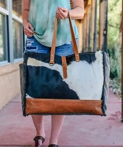 Myra Handbags & Wallets Cowhide Floral Tooled Weekender Bag