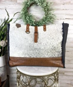 Myra Handbags & Wallets Cowhide Floral Tooled Weekender Bag