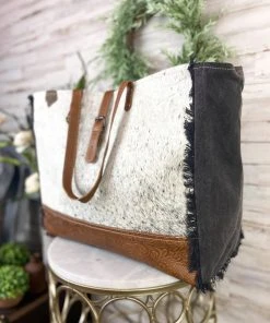 Myra Handbags & Wallets Cowhide Floral Tooled Weekender Bag