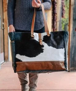 Myra Handbags & Wallets Cowhide Floral Tooled Weekender Bag