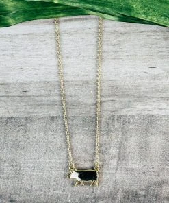 Blue Tortoise Jewelry Black & White Cowhide Pig Necklace