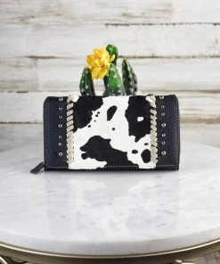 Montana West Concealed Carry Black & White Cowhide Hobo Wallet & Handbag