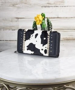 Montana West Black & White Cowhide Print Wallet