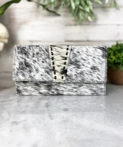 Myra Handbags & Wallets Black & White Josephine Cowhide Wallet
