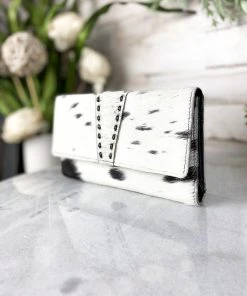Myra Handbags & Wallets Black & White Josephine Cowhide Wallet