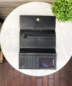 Myra Handbags & Wallets Black & White Josephine Cowhide Wallet