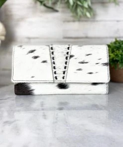 Myra Handbags & Wallets Black & White Josephine Cowhide Wallet