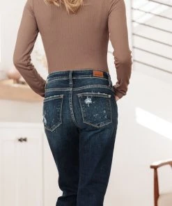 Ave Shops Bleach Splash Boyfriend Jeans - Trendy Distressed Denim for Women 26 Ave Shops Bleach Splash Boyfriend Jeans