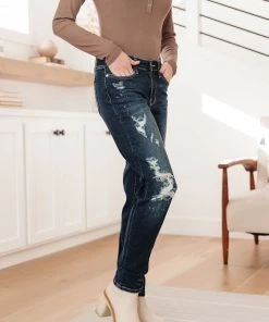 Ave Shops Bleach Splash Boyfriend Jeans - Trendy Distressed Denim for Women 27 Ave Shops Bleach Splash Boyfriend Jeans