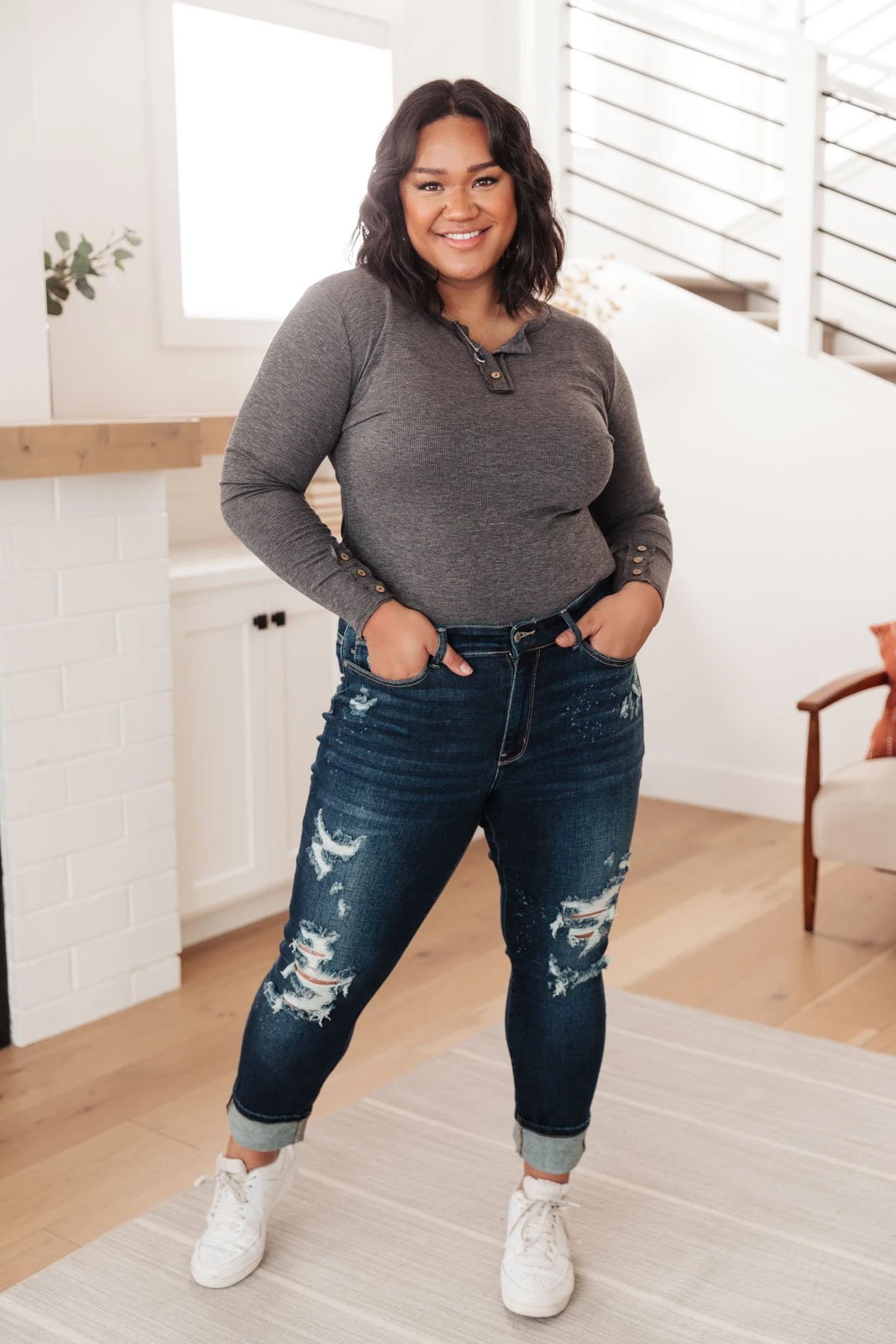 Ave Shops Bleach Splash Boyfriend Jeans - Trendy Distressed Denim for Women 13 Ave Shops Bleach Splash Boyfriend Jeans