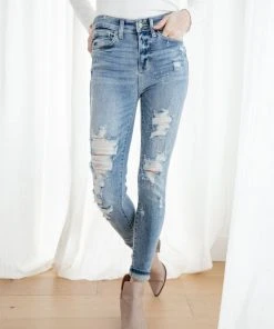 Ave Shops Bleach Splash Destroyed Skinnies