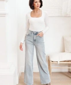 Ave Shops Blissed Out Wide Leg Jeans