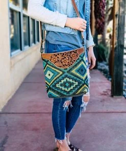 Myra Blue Aztec Charade Crossbody Handbag Handbags & Wallets