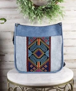 Jen & Co Blue Aztec Crossbody Handbag