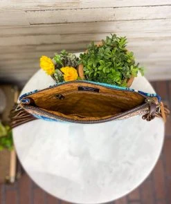 American Darling Handbags & Wallets Blue Aztec Saddle Blanket & Floral Tooled Leather Crossbody