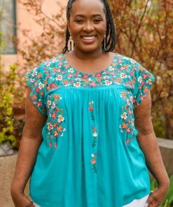 Ave Shops Blue Bossoms Shirt Clothing