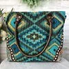 Myra >> MEGA SALE << Blue Boho Aztec & Floral Tooled Handbag