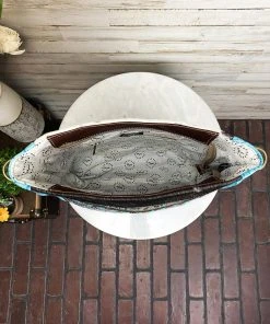 Myra Blue Countryside Floral Tooled Crossbody Handbag