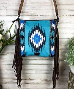 American Darling Blue Dream Aztec Fringe Crossbody Handbag