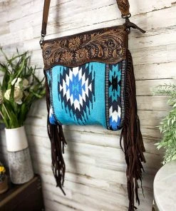 American Darling Blue Dream Aztec Fringe Crossbody Handbag