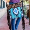 American Darling Blue Dream Aztec Fringe Crossbody Handbag