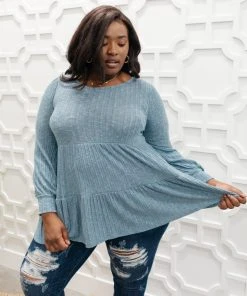 Ave Shops Women's Blue Pathways Long Sleeve Top | Stylish & Comfortable Blouse 28 Ave Shops Clothing Blue Pathways Top