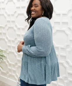 Ave Shops Women's Blue Pathways Long Sleeve Top | Stylish & Comfortable Blouse 22 Ave Shops Clothing Blue Pathways Top