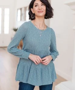 Ave Shops Women's Blue Pathways Long Sleeve Top | Stylish & Comfortable Blouse 23 Ave Shops Clothing Blue Pathways Top