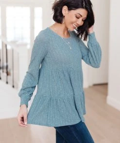 Ave Shops Women's Blue Pathways Long Sleeve Top | Stylish & Comfortable Blouse 27 Ave Shops Clothing Blue Pathways Top