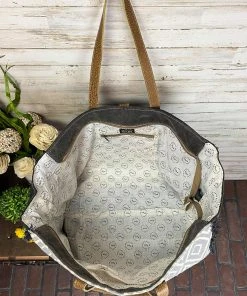 Myra Handbags & Wallets Blue Diamond & Cowhide Weekender