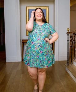 Ave Shops Blue Tropics Dress - Stylish and Comfortable Women's Dresses, Rompers & Jumpsuits 36 Ave Shops Dresses, Rompers, Jumpsuits Blue Tropics Dress